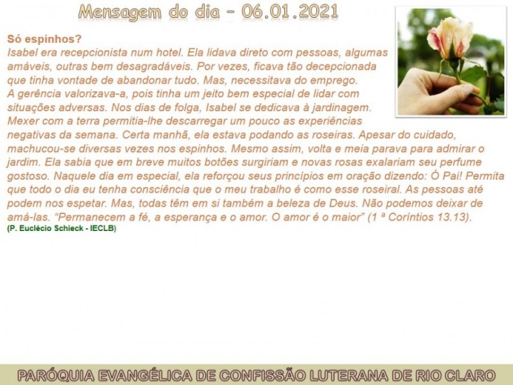 Mensagem do dia - 06.01.2021