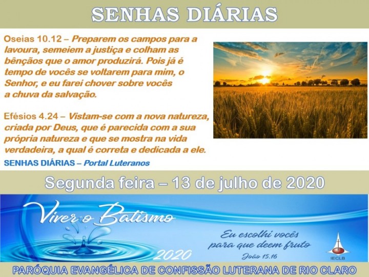 Senhas do dia - 13.07.2020