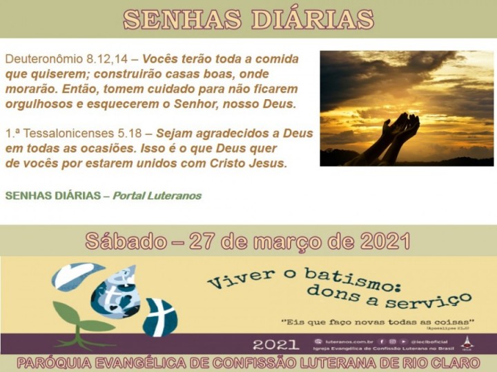 Senhas do dia - 27.03.2021