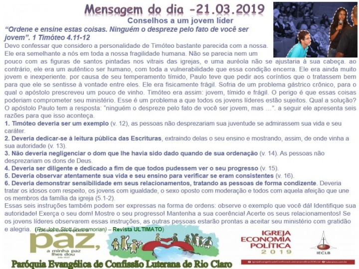 Mensagem do dia - 21.03.2019