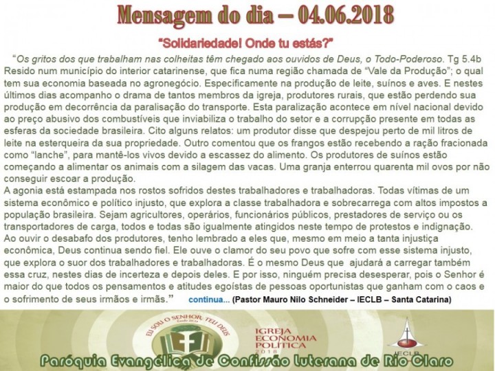 Mensagem do dia - 04.06.2018