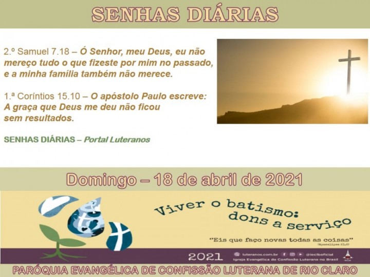 Senhas do dia - 18.04.2021