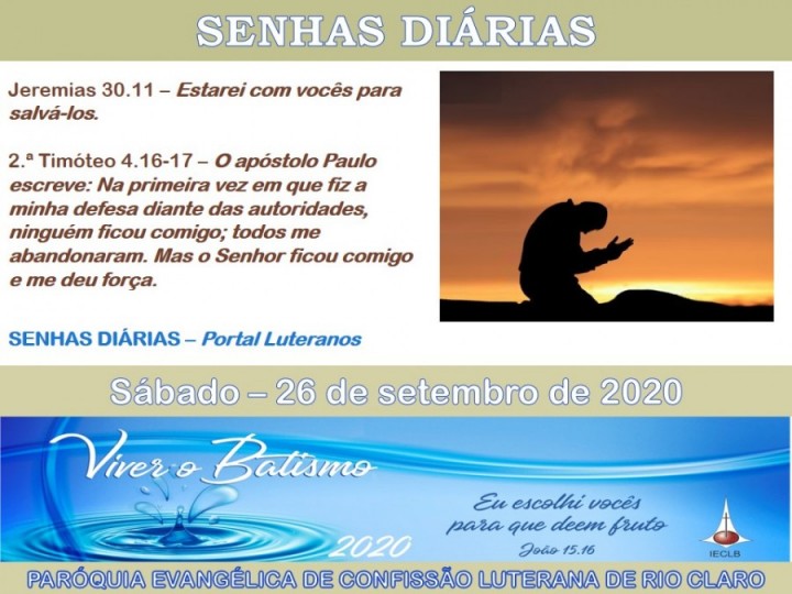 Senhas do dia - 26.09.2020