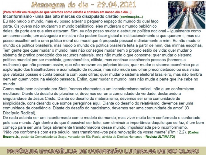 Mensagem do dia - 29.04.2021