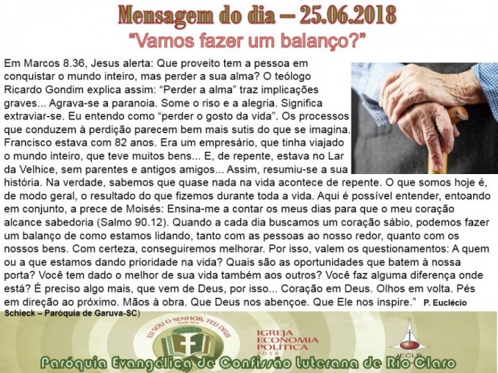 Mensagem do dia - 25.06.2018