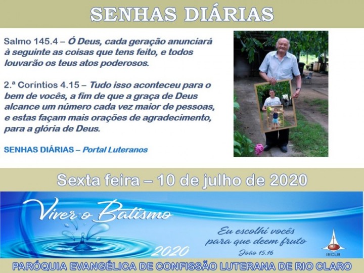 Senhas do dia - 10.07.2020