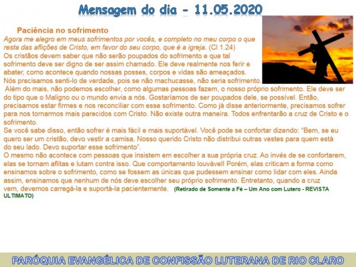 Mensagem do dia - 11.05.2020