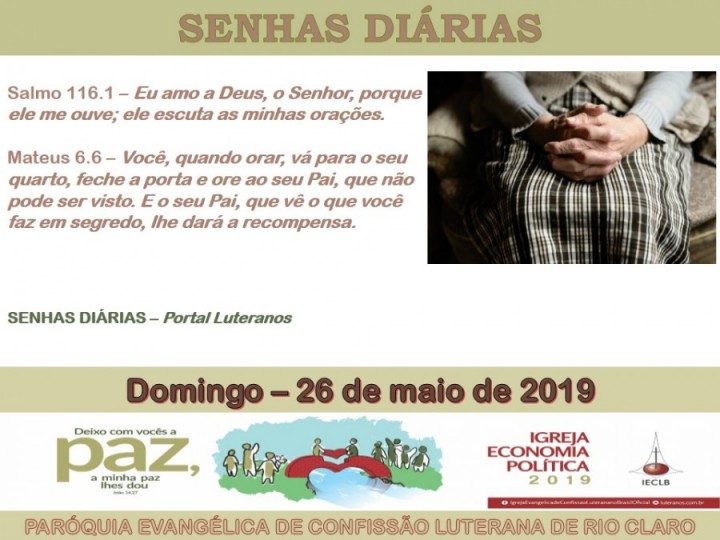 Senhas do dia - 26.05.2019