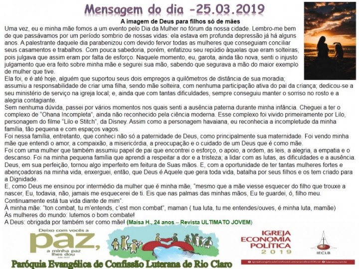 Mensagem do dia - 25.03.2019