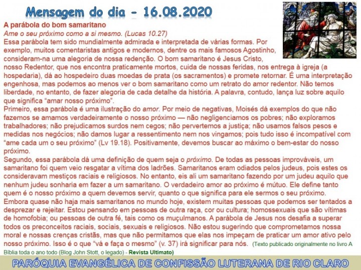 Mensagem do dia - 16.08.2020