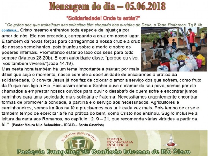 Mensagem do dia - 05.06.2018