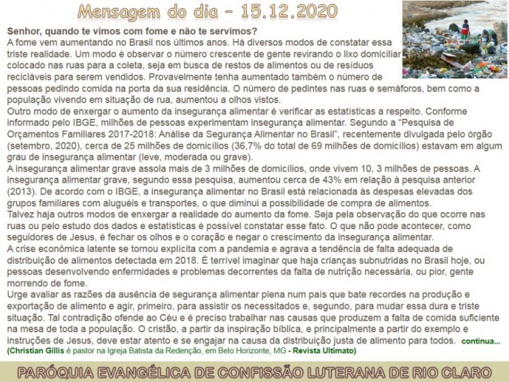 Mensagem do dia - 15.12.2020