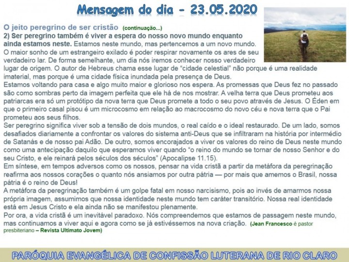 Mensagem do dia - 23.05.2020