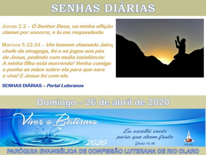 Senhas do dia - 26.04.2020