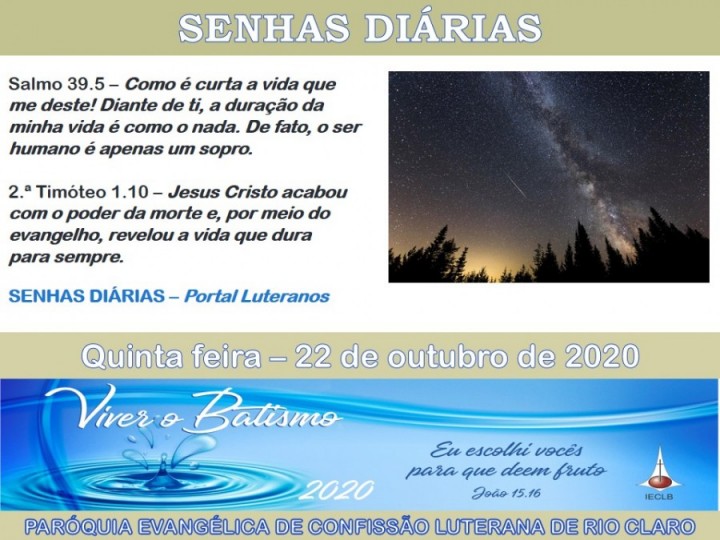 Senhas do dia - 22.10.2020