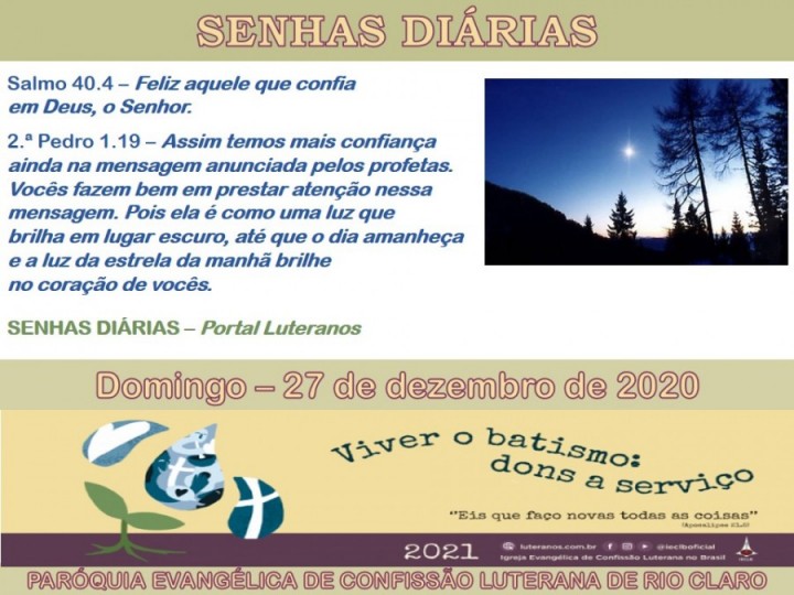 Senhas do dia - 27.12.2020