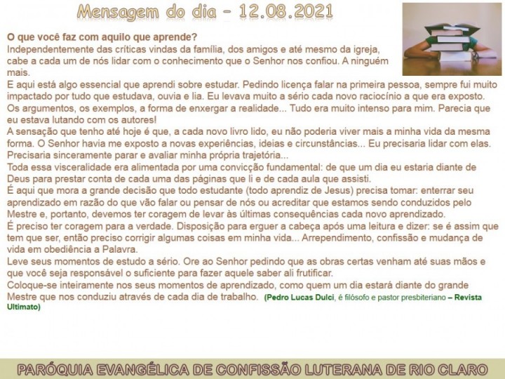 Mensagem do dia - 12.08.2021