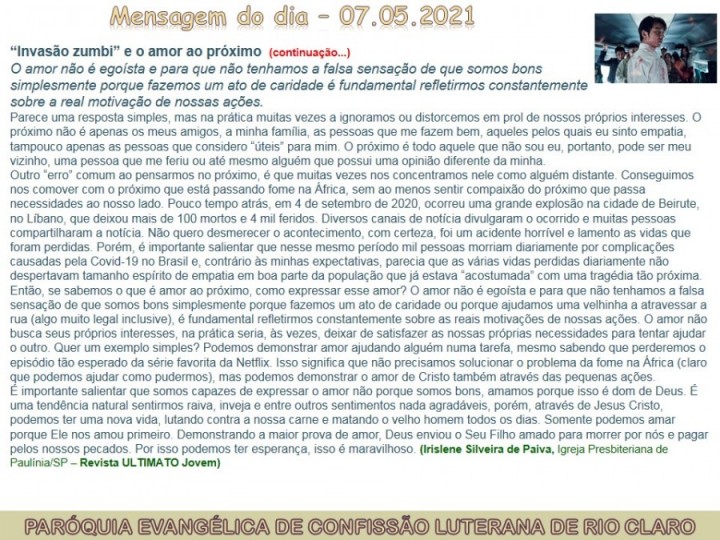 Mensagem do dia - 07.05.2021