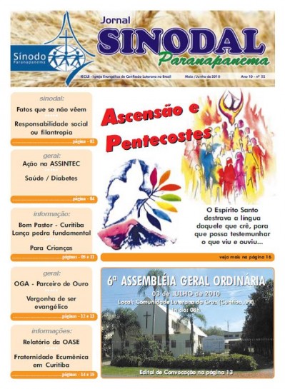 Jornal Sinodal Paranapanema - Ano 10 - Nº.  52 - Maio e Junho 2010