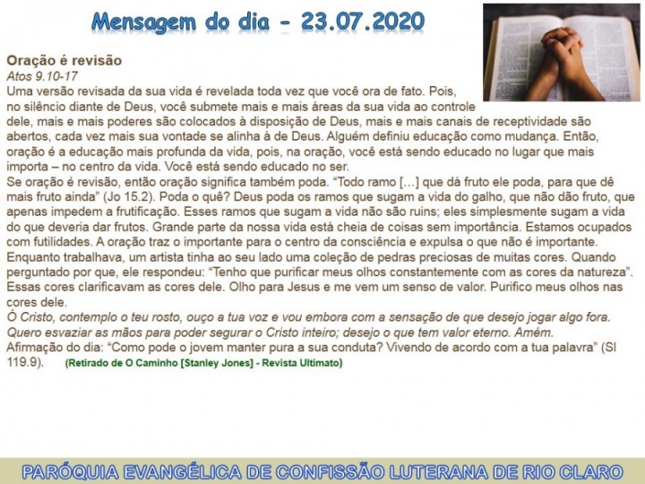 Mensagem do dia - 23.07.2020