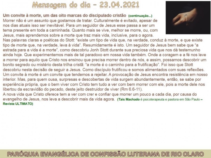 Mensagem do dia - 23.04.2021