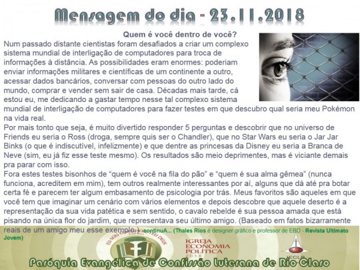 Mensagem do dia - 23.11.2018