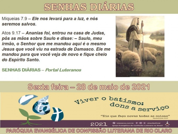 Senhas do dia - 28.05.2021