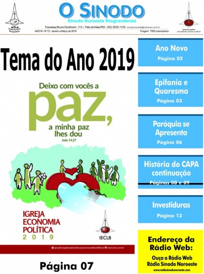 Jornal O Sínodo - Nº. 72 - Janeiro - Março 2019