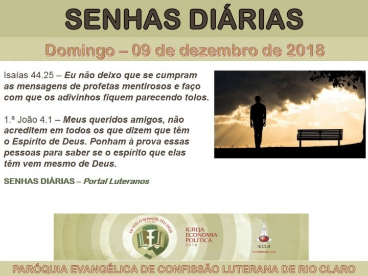 Senhas do dia - 09.12.2018