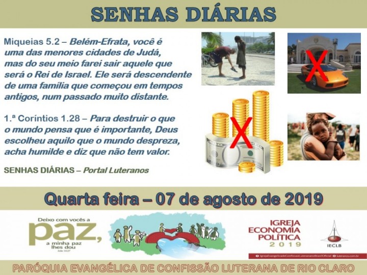 Senhas do dia - 07.08.2019