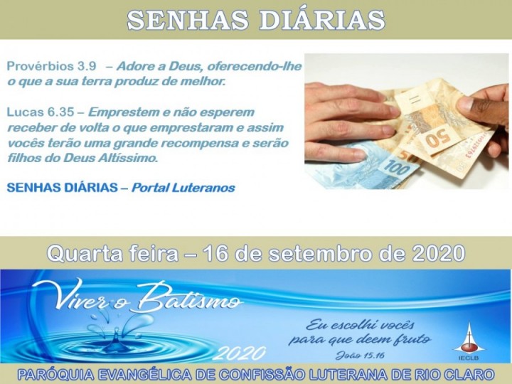 Senhas do dia - 16.09.2020