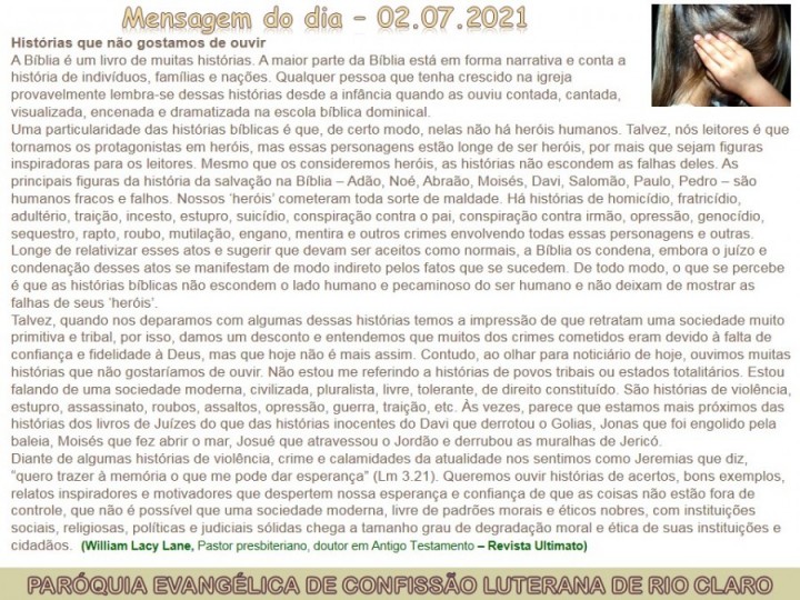 Mensagem do dia - 02.07.2021