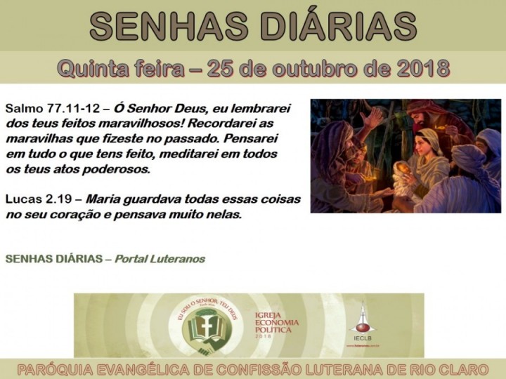 Senhas do dia - 25.10.2018