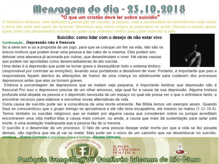 Mensagem do dia - 23.10.2018