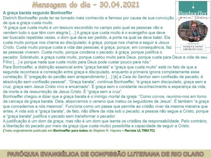 Mensagem do dia - 30.04.2021