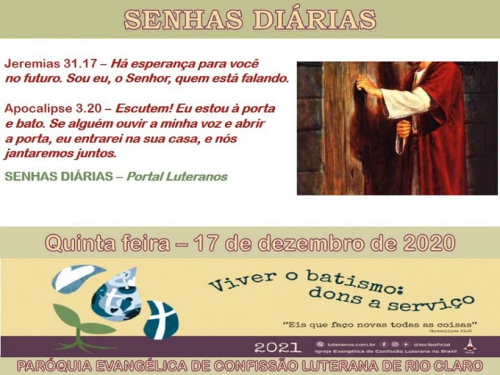 Senhas do dia - 17.12.2020