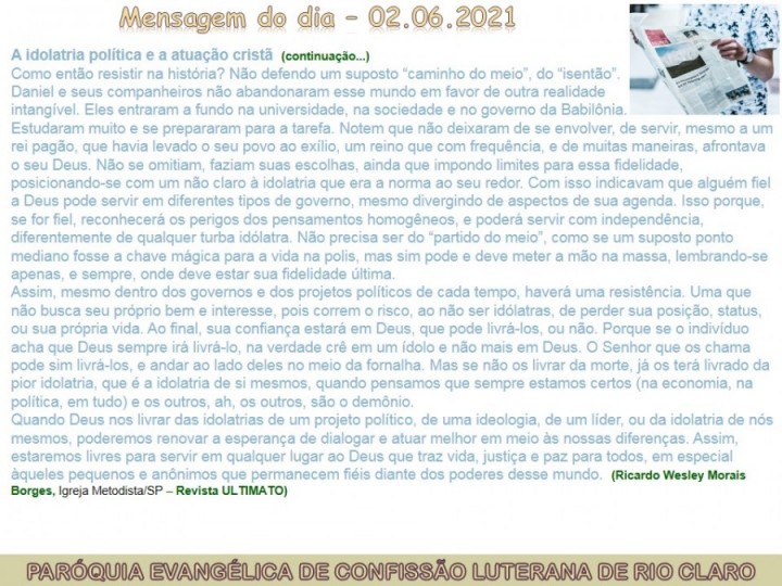 Mensagem do dia - 02.06.2021