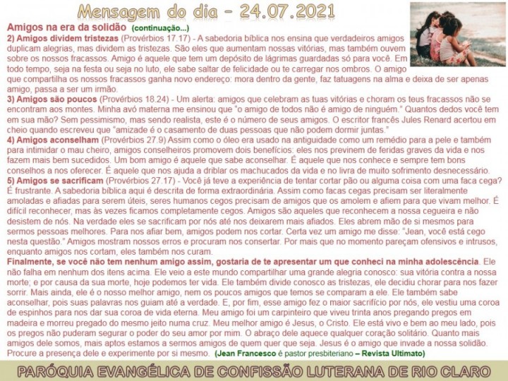 Mensagem do dia - 24.07.2021