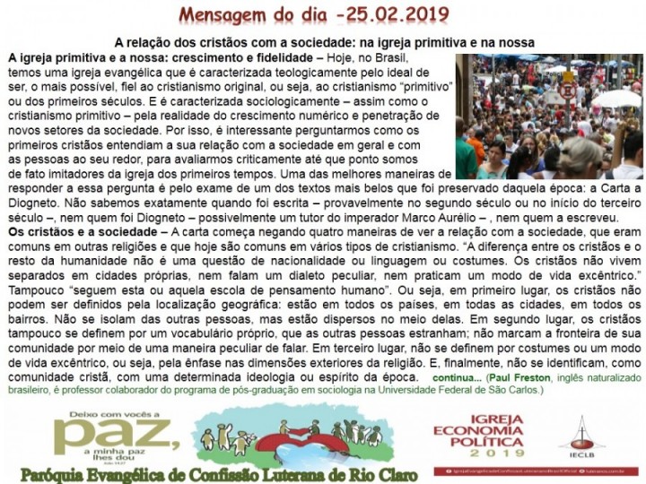 Mensagem do dia - 25.02.2019