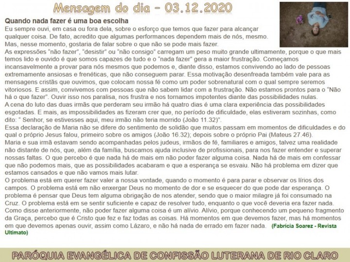 Mensagem do dia - 03.12.2020