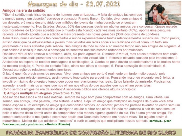 Mensagem do dia - 23.07.2021