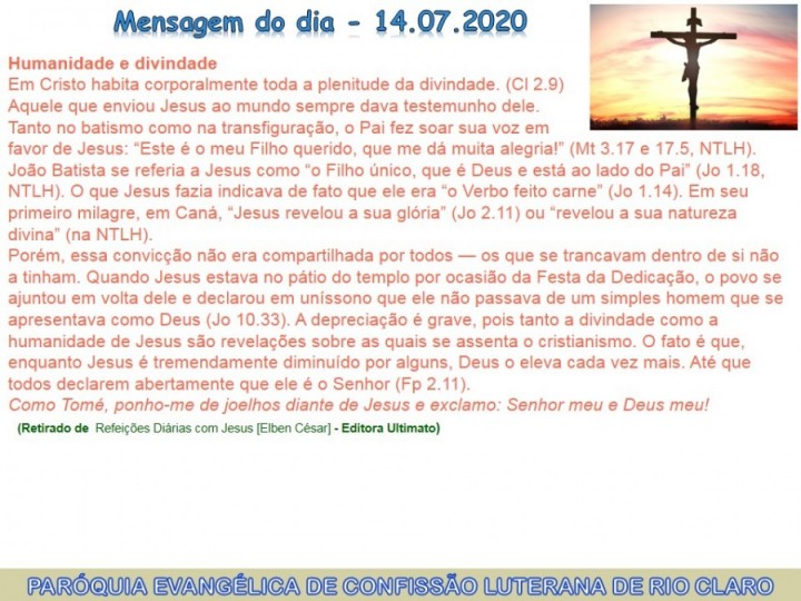 Mensagem do dia - 14.07.2020