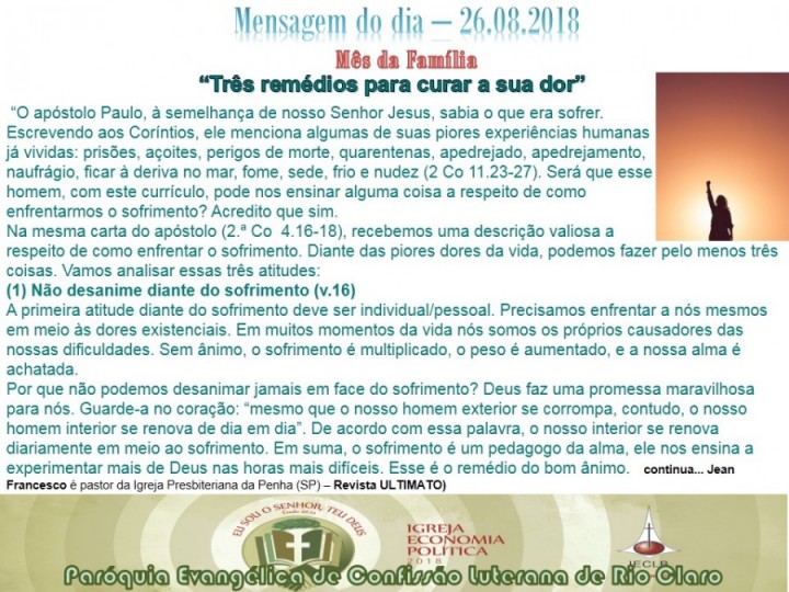 Mensagem do dia - 26.08.2018