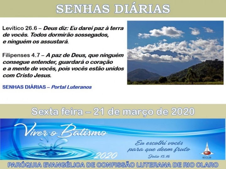 Senhas do dia - 21.03.2020