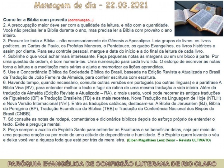 Mensagem do dia - 22.03.2021