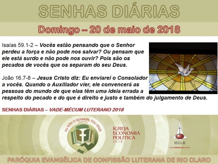 Senhas do dia - 20.05.2018