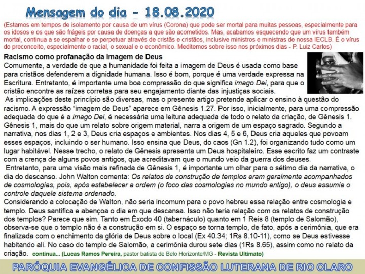 Mensagem do dia - 18.08.2020