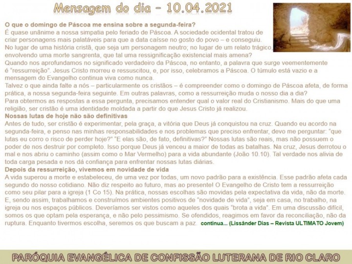 Mensagem do dia - 10.04.2021