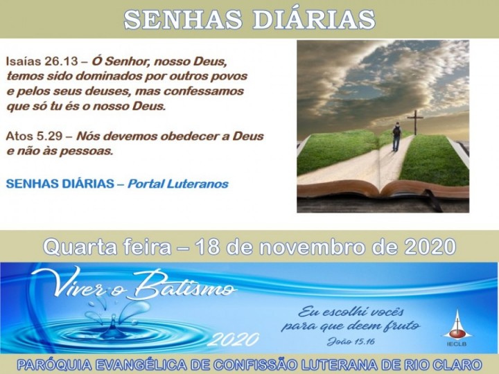 Senhas do dia - 18.11.2020