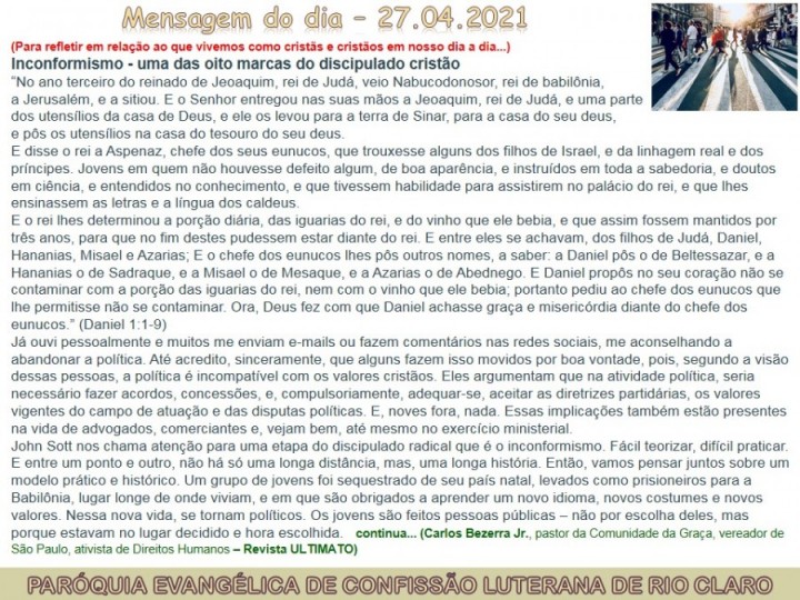 Mensagem do dia - 27.04.2021